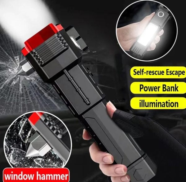 Usb Charging Super Bright Led Flashlight With Safety Hammer